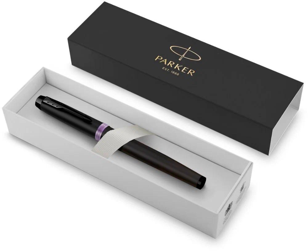 

Ручка роллер Parker IM Vibrant Rings T315 (CW2172950) Amethyst Purple PVD F черн. черн. по
