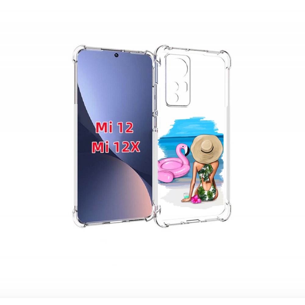 

Чехол бампер MyPads Девушка-и-фламинго женский для Xiaomi 12., Прозрачный, Tocco