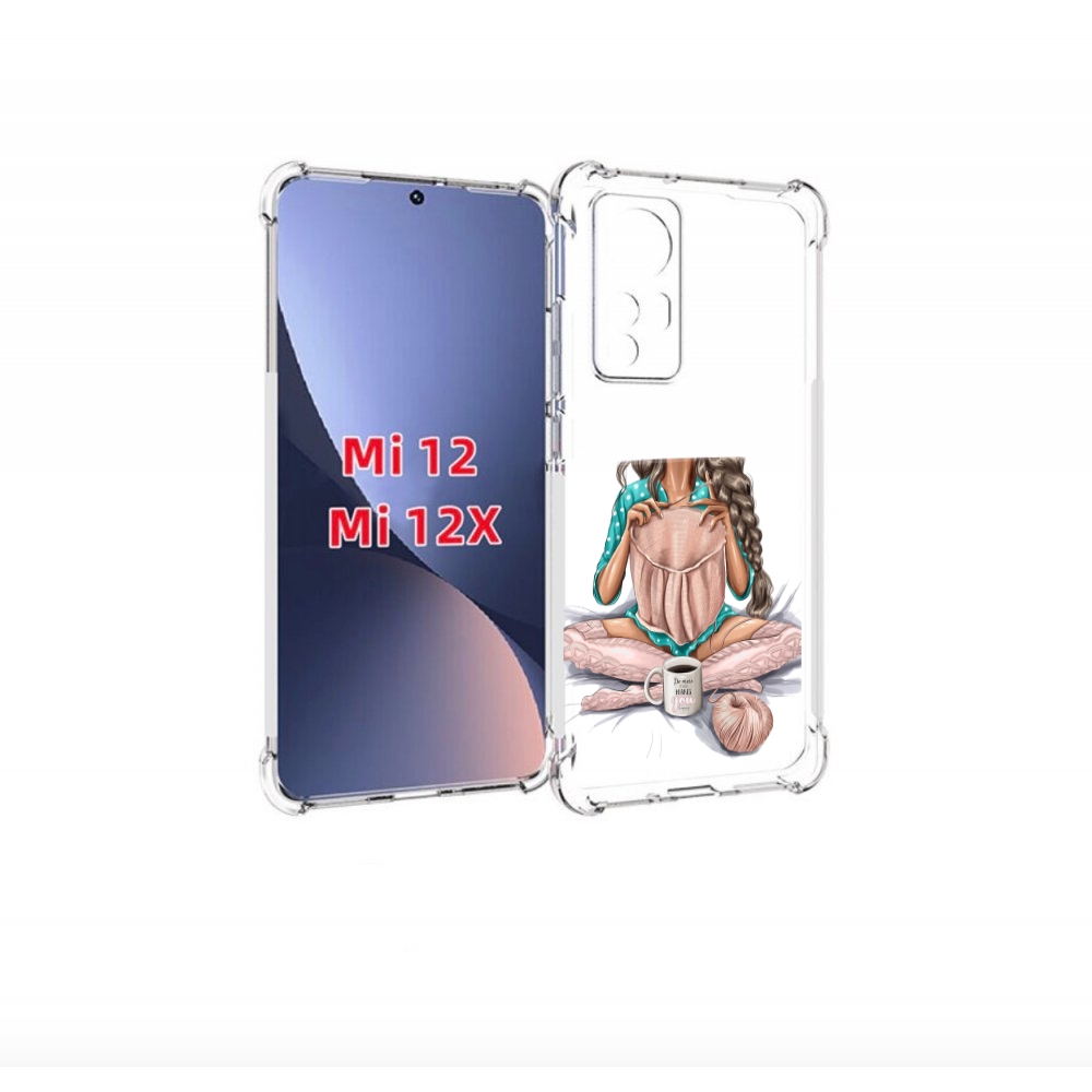 

Чехол бампер MyPads Девушка-вяжет женский для Xiaomi 12., Прозрачный, Tocco