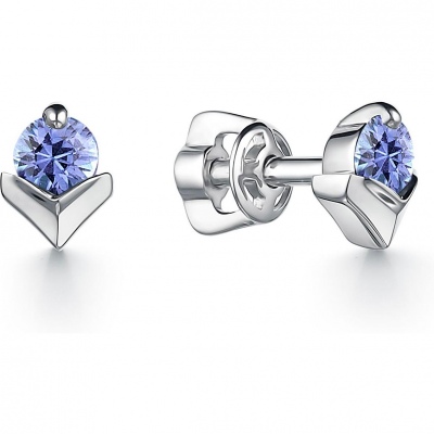 

Серьги с 2 танзанитами из белого золота Алкор 24188-204, 24188-204