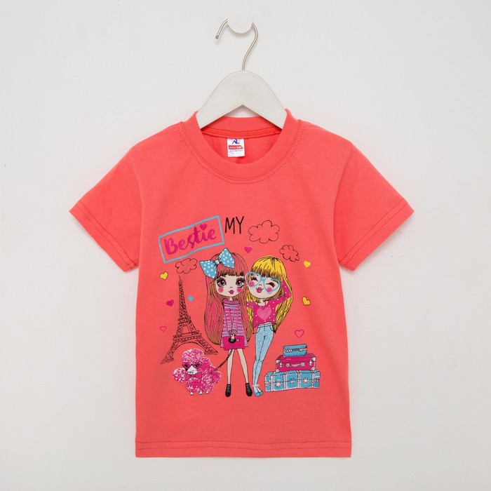 

Футболка для девочки, коралл/Bestie My, 128