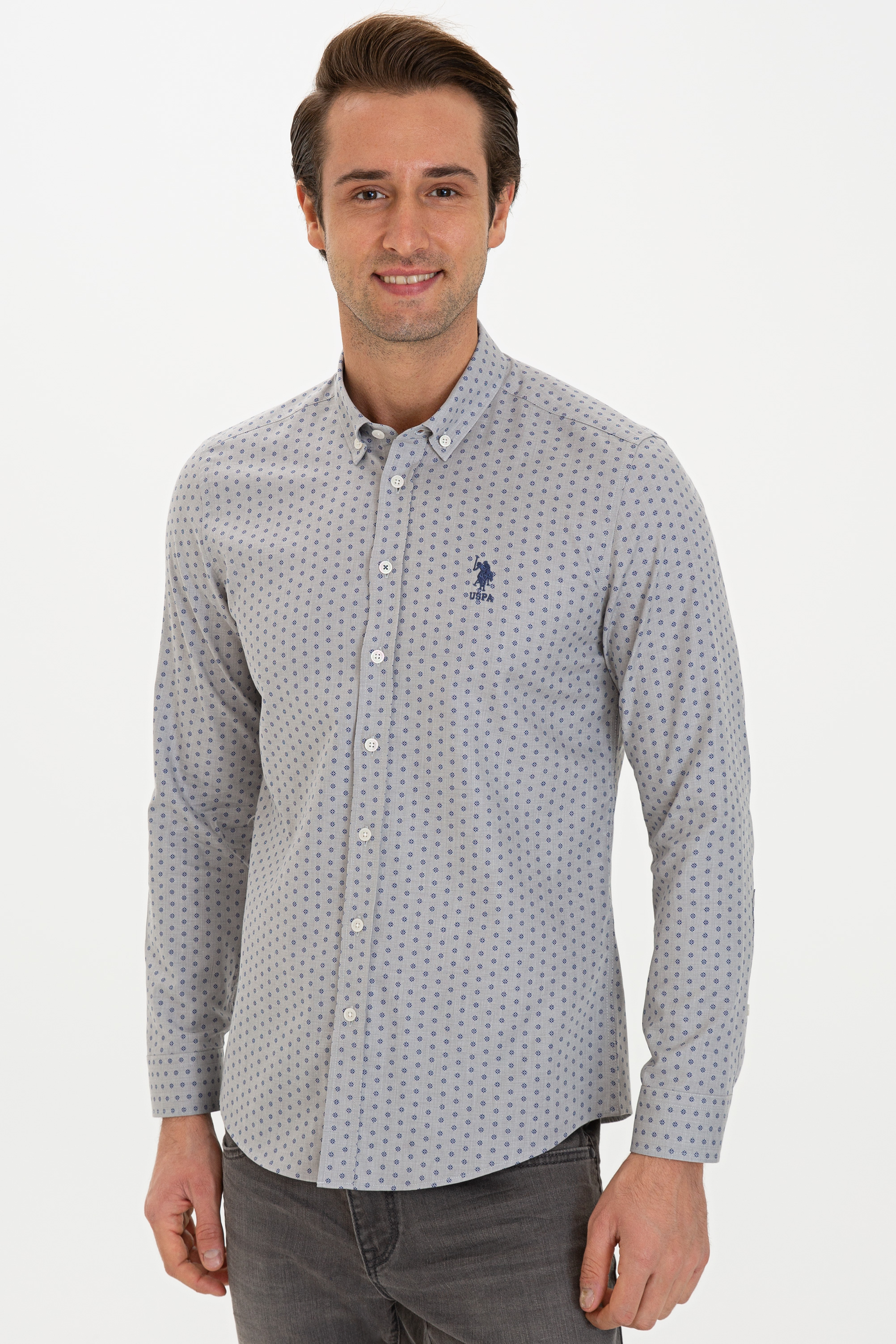 

Рубашка мужская U.S. POLO Assn. G081SZ0040MURTA серая S, Серый, G081SZ0040MURTA