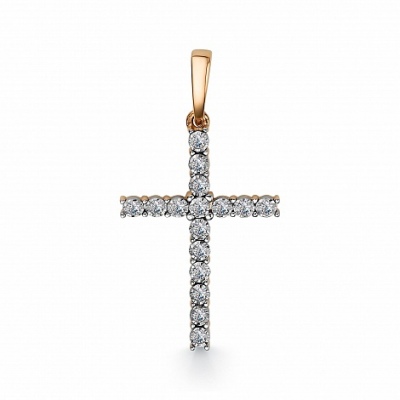 

Крестик с 16 бриллиантами из красного золота Алкор 34185-100, 34185-100