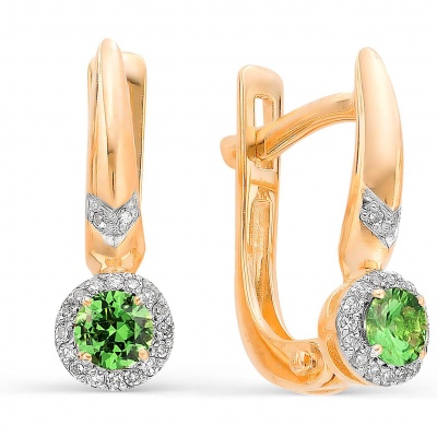 

Серьги с цаворитами и бриллиантами из красного золота Алкор 22329-132, 22329-132