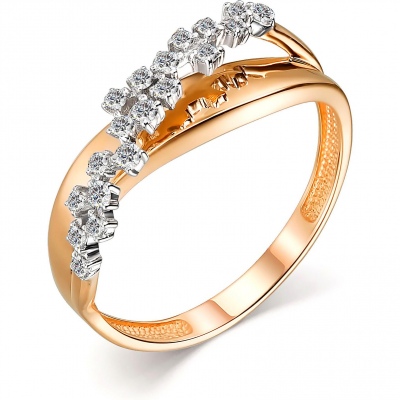 

Кольцо с 19 бриллиантами из красного золота р. 17,5 Алкор 13961-100, 13961-100