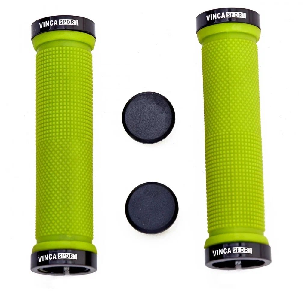 

Грипсы 129мм VINCA с метал. зажимами и заглушками (green/black)