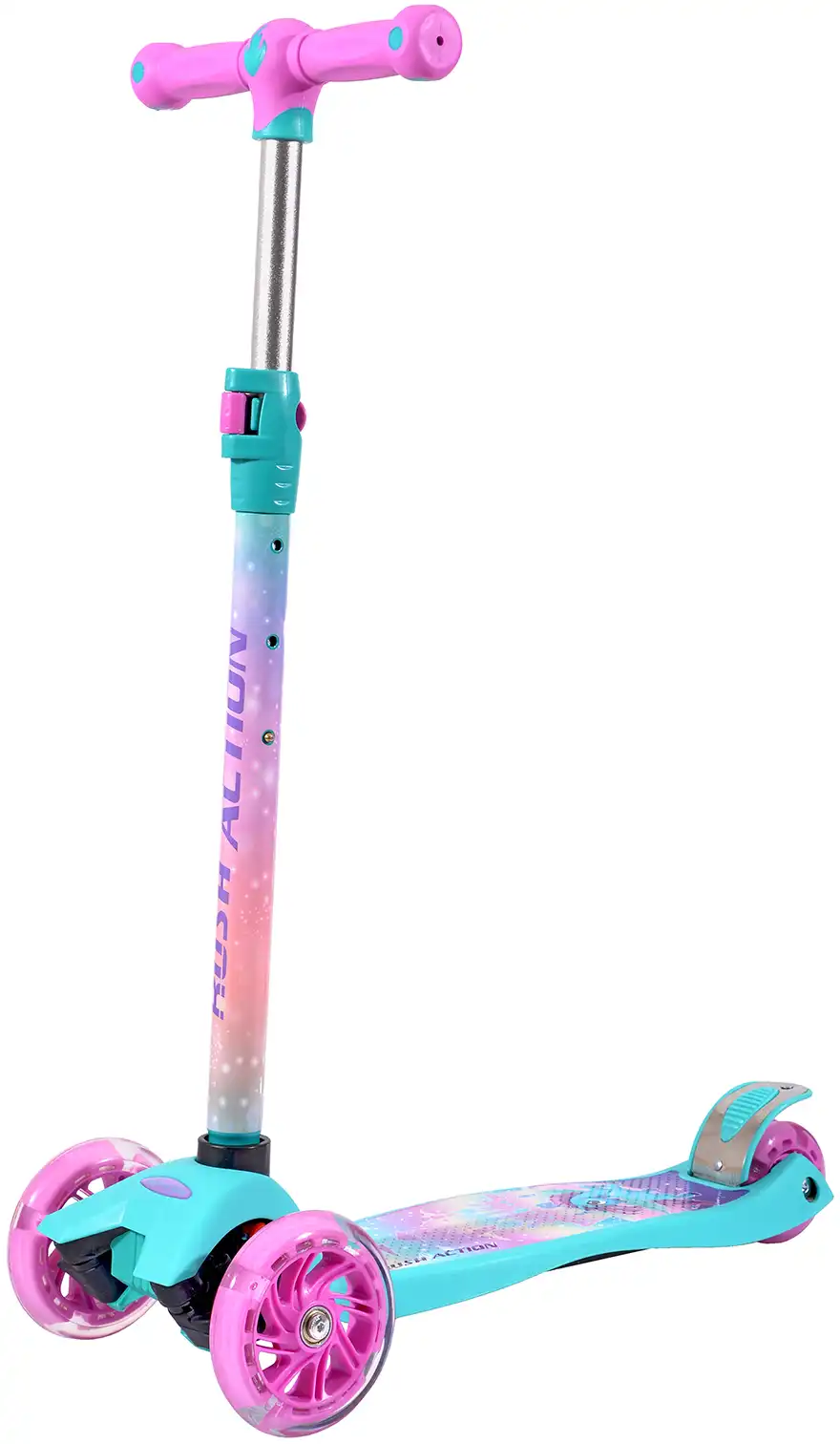 

Самокат 3-х колёсный до 40 кг Unicorn светящиеся колеса RUSH ACTION, S910 unicorn