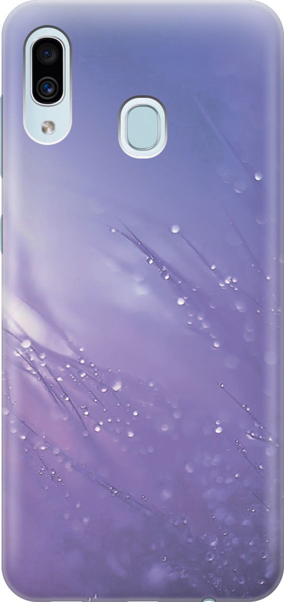

Силиконовый чехол на Samsung Galaxy A40 "Капли на синей траве", Белый;синий, 3485