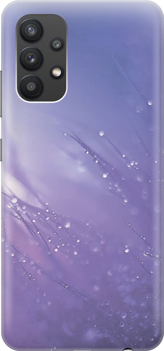 

Силиконовый чехол на Samsung Galaxy A32 "Капли на синей траве", Белый;синий, 3484