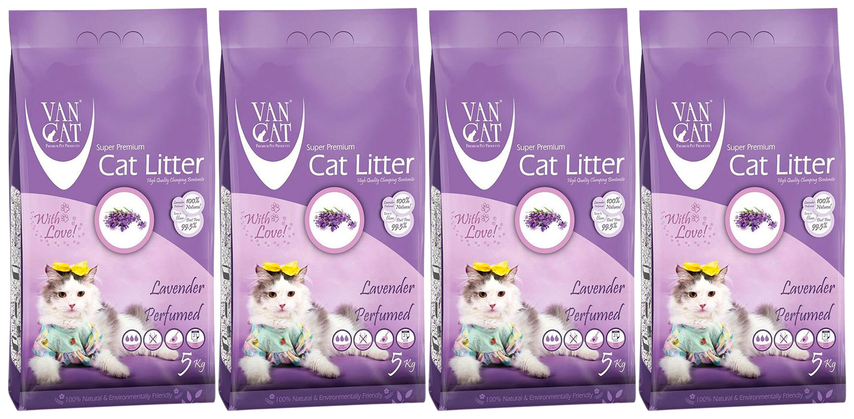 фото Van cat van cat lavender наполнитель комкующийся для туалета кошек с ароматом лаванды (5 к