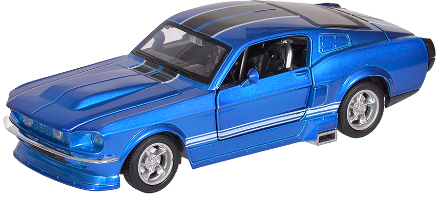 Мод. Маш. 1:32 Ford Mustang 68040 свет, звук, инерция 13,5см Синий WB в/к