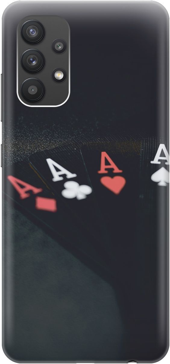 

Силиконовый чехол на Samsung Galaxy A32 с эффектом блеска "Флеш-рояль", Черный;белый, 3484