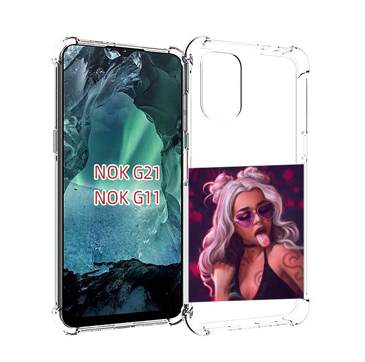 

Чехол Mypads Блестящий-Язык Женский Для Nokia G11/G21, Прозрачный, Tocco