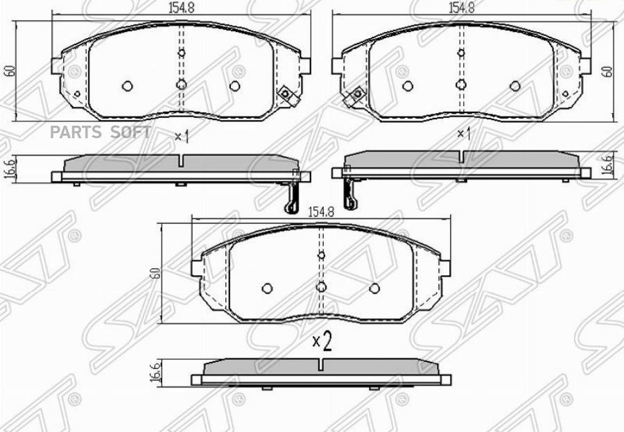 

Тормозные колодки SAT передние для Kia Sorento 2002-2009 ST581013EE00
