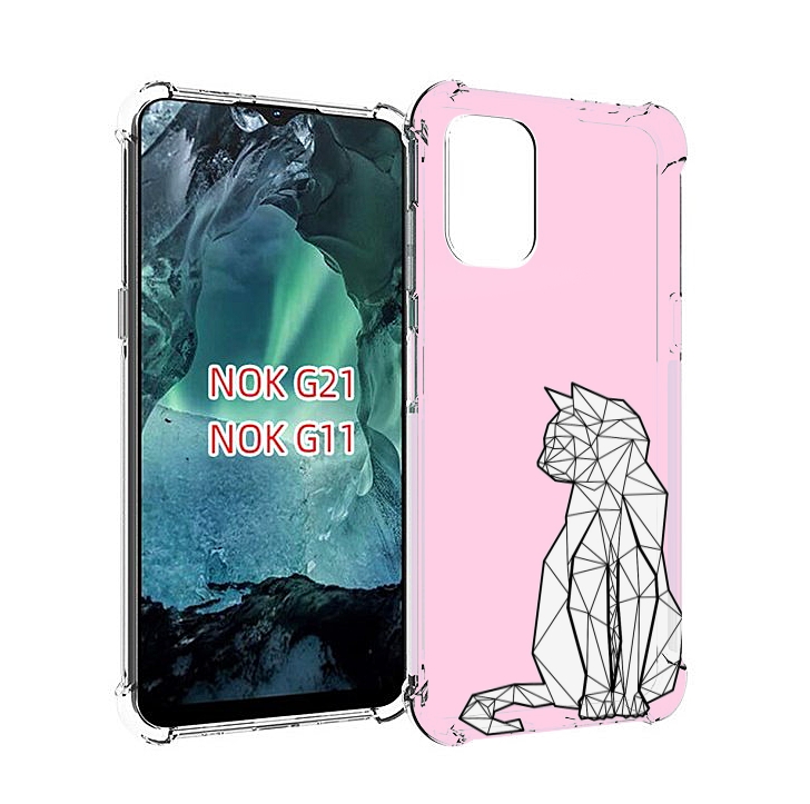

Чехол Mypads Белый Котик С Гранями Для Nokia G11/G21, Прозрачный, Tocco