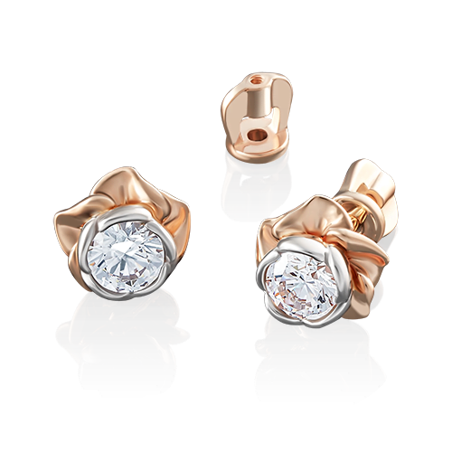 

Серьги пусеты из золота PLATINA jewelry 02-3861, фианит, 02-3861