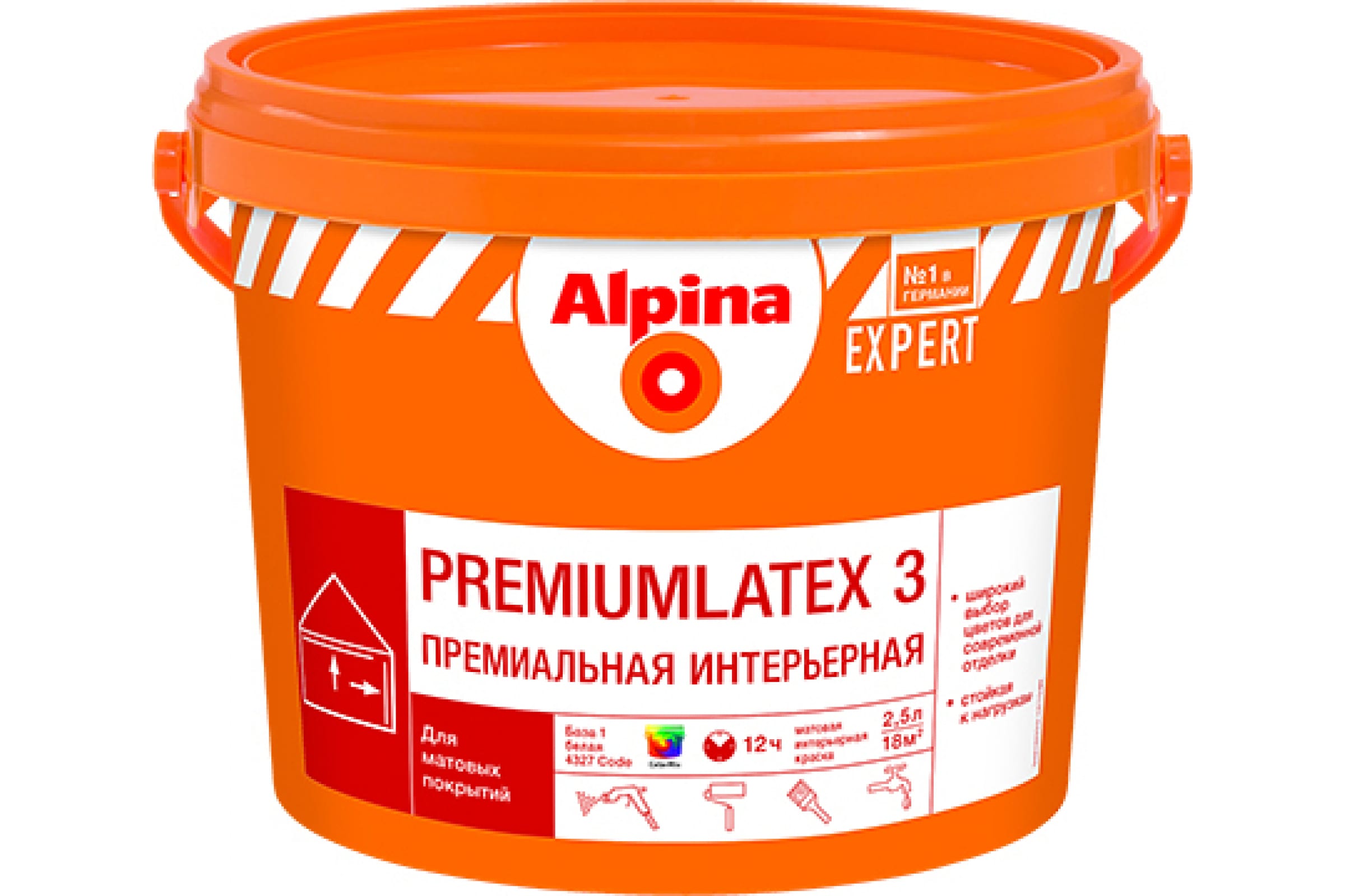 

ALPINA EXPERT PREMIUMLATEX 3 краска интерьерная, матовая, База 1 (2,5л)