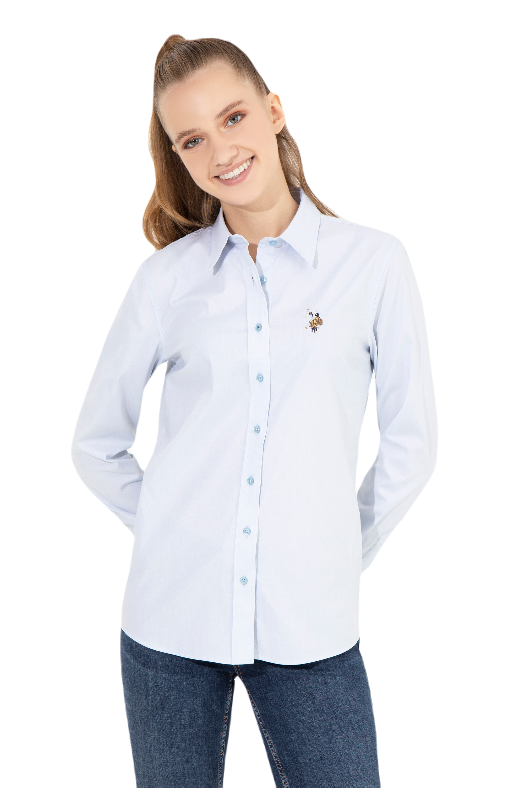 

Рубашка женская U.S. POLO Assn. g082sz0040criscolor022k голубая 34, Голубой, g082sz0040criscolor022k