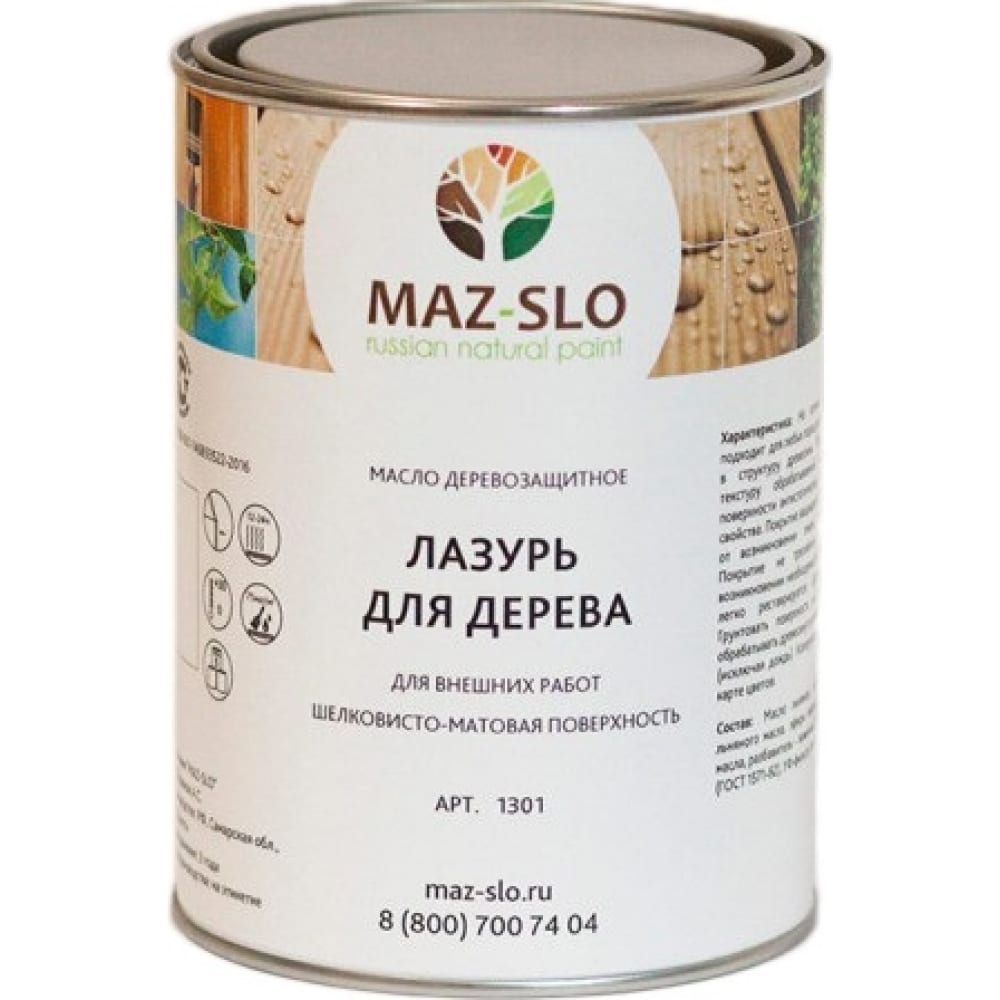 

Лазурь для дерева MAZ-SLO цвет Палисандр, 1 л 8061164, Коричневый