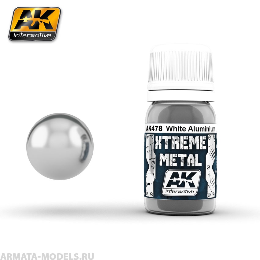 фото Ak478 краска металлик xtreme white aluminium ak interactive