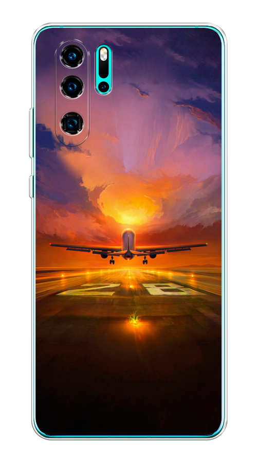 

Чехол на Huawei P30 Pro "Самолет на посадке", Оранжевый;синий, 67650-6