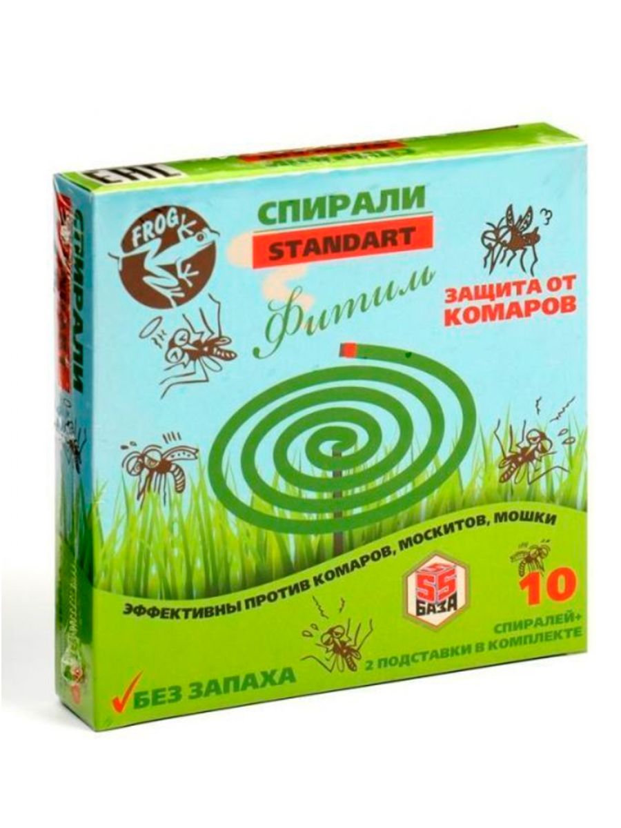

А/комар СПИРАЛИ 10 шт Стандарт FROG (фитиль, подставка), G000528