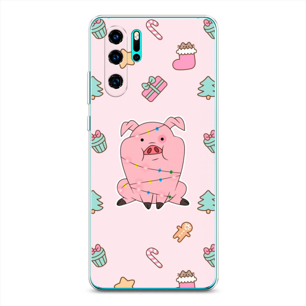 

Чехол на Huawei P30 Pro "Розовая свинка", Розовый;зеленый, 67650-5