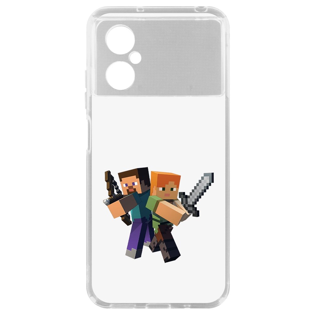 

Чехол Minecraft-Стив и Алекс для Poco M4 5G, Прозрачный