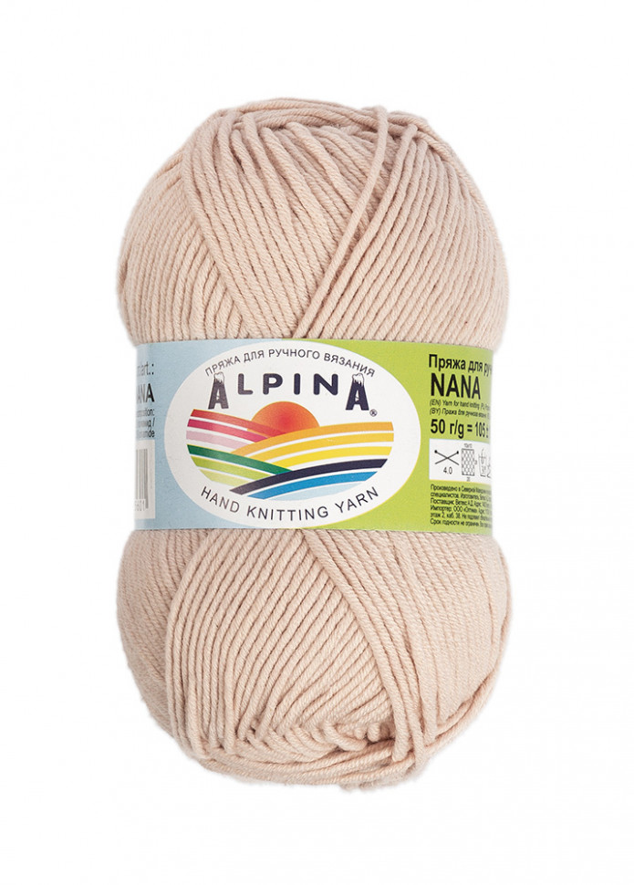 

Пряжа Alpina NANA №19 телесная 70% хлопок, 30% полиамид 10 х 50 гр, 105 м +/- 10 м