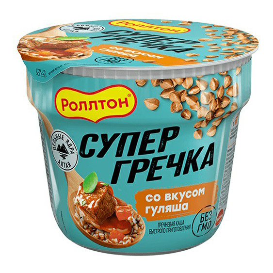 Каша быстрого приготовления Роллтон Супер гречка со вкусом гуляша 45 г