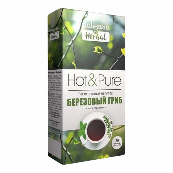 Чайный напиток Polezzno Hot&Pure Березовый гриб чага с травами 1,5 г х 20 шт