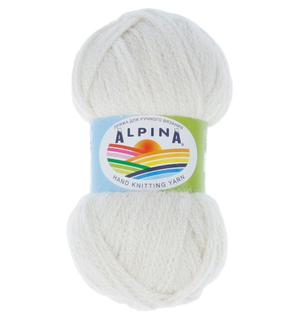 

Пряжа Alpina ALPACA TRENZA №01 белая 90% альпака, 10% полиамид 4 50 гр, 150 м +/- 8 м