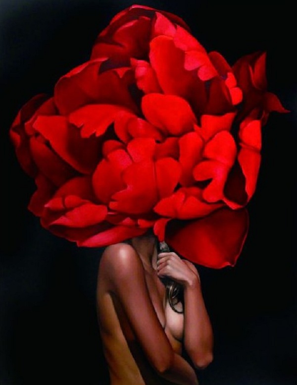 Алмазная мозаика DVEKARTINKI Девушка и яркий цветок розы 50x65 на подрамнике