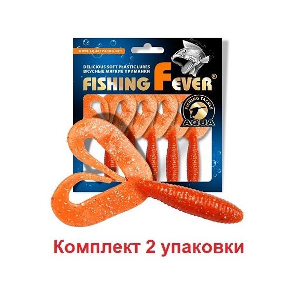 

Мягкая силиконовая приманка твистер AQUA FishingFever TWIX (1 / 028 (красный с блестками), FishingFever Twix