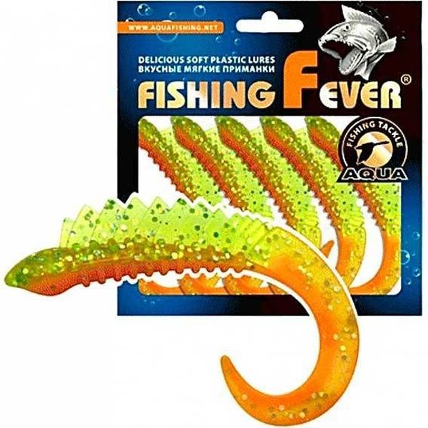 

Мягкая силиконовая приманка твистер AQUA FishingFever REAL (10NAM (прозачный, Зеленый;оранжевый, FishingFever Real