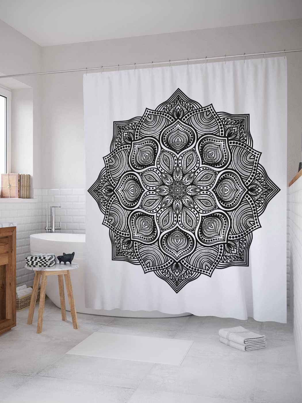 

Штора для ванной JoyArty "Цветочный рельеф" из сатена, 180х200 см с крючками