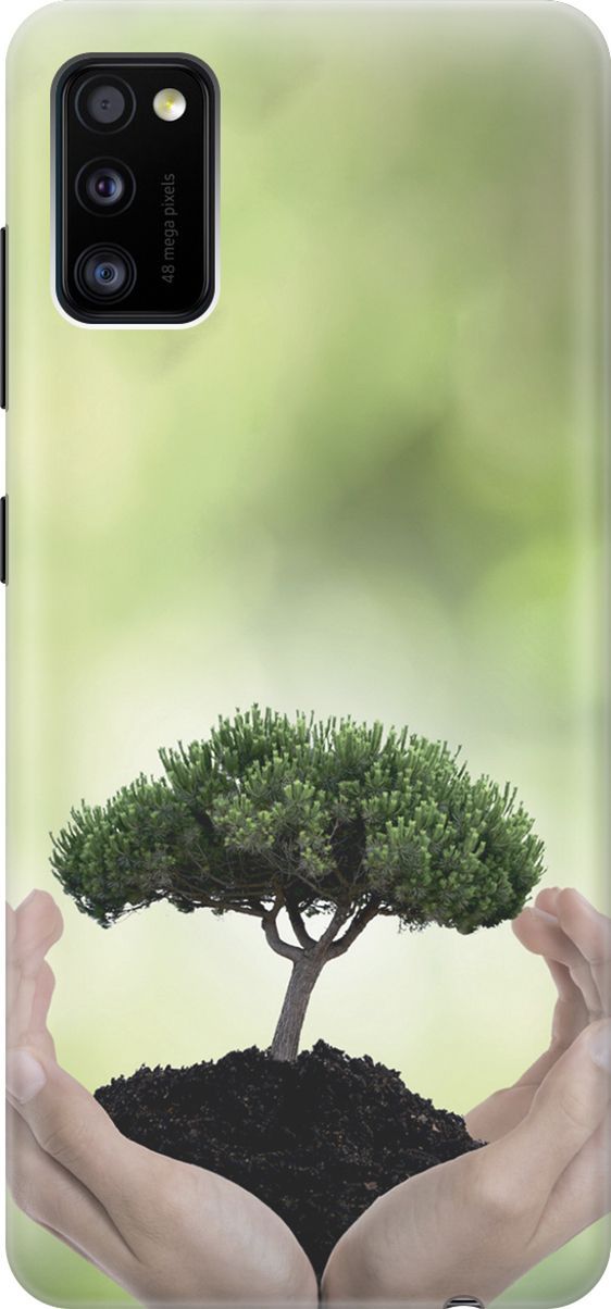 

Силиконовый чехол на Samsung Galaxy A41 с принтом "Оберегайте природу", Бежевый;зеленый, 2850