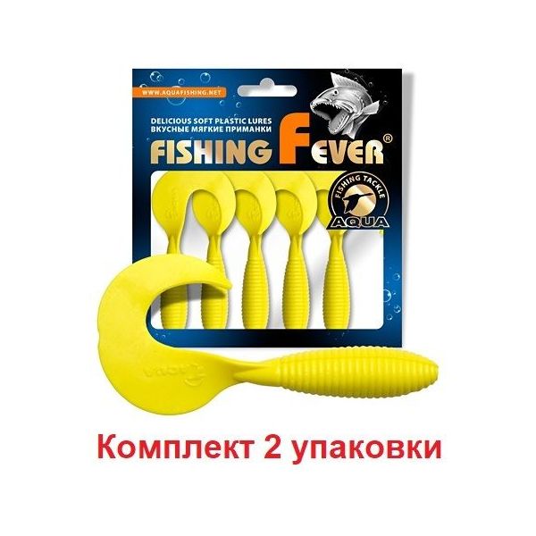 

Мягкая силиконовая приманка твистер AQUA FishingFever ARGO (2 / 010 (желтый) / 12 /, FishingFever Argo
