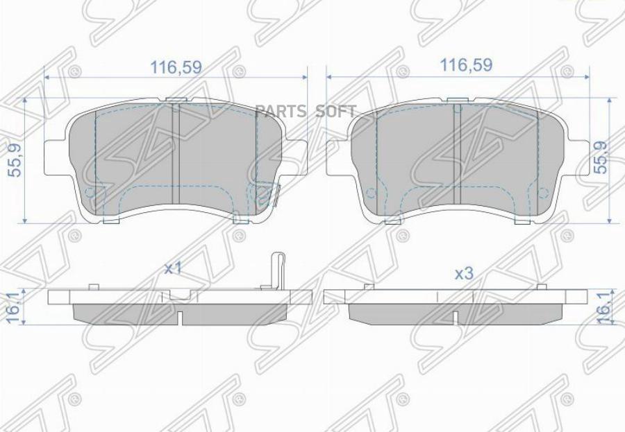 

Тормозные колодки SAT передние для Suzuki Aerio, Liana 2001-2008 ST5581054G11
