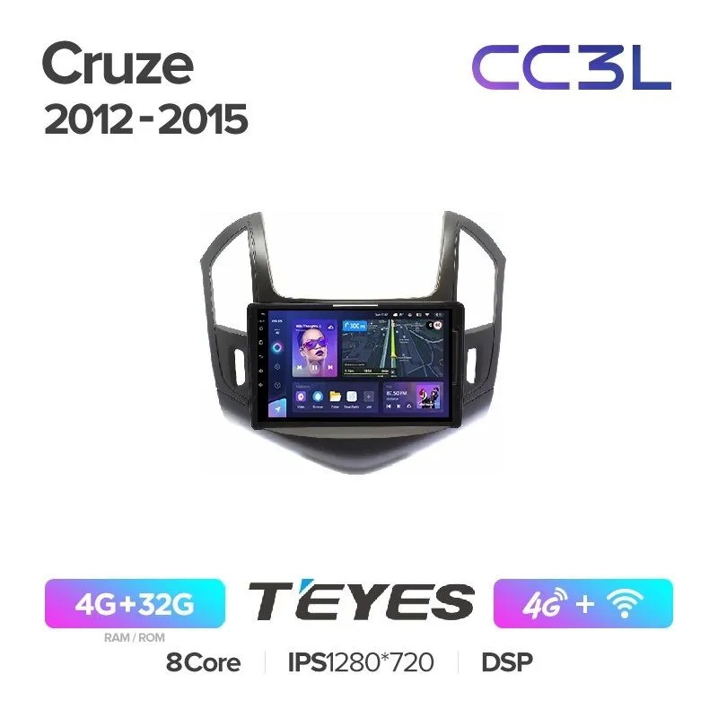 

Магнитола Teyes CC3L 4/32 Chevrolet Cruze 2012-2015 черная рамка, CC3L