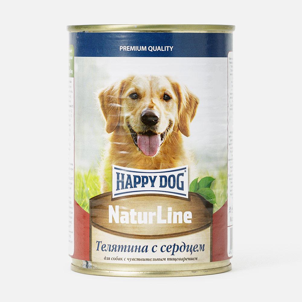 фото Консервы для собак happy dog naturline, телятина, сердце, 400г