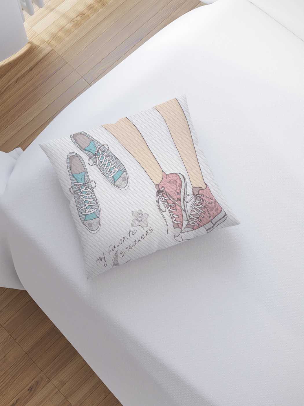 фото Наволочка декоративная joyarty "мои любимые кроссовки" на молнии, 45x45 см