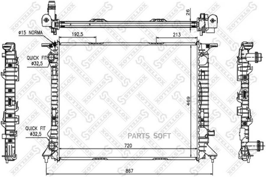 

10-25524-SX_радиатор системы охлаждения МКПП Audi A4/A5 1.8FSI/1.8TFSI/2.0TFSI/2.0TDi 07>