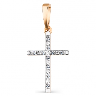 

Крестик с 10 бриллиантами из красного золота Алкор 3844-100, 3844-100