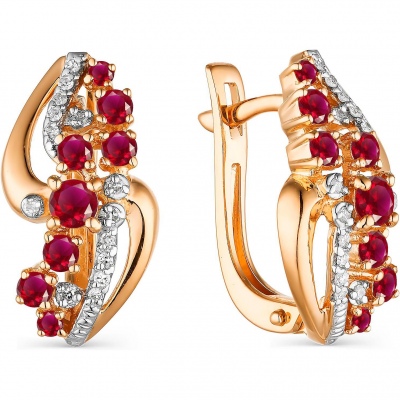 

Серьги с рубинами и бриллиантами из красного золота Алкор 23639-103, 23639-103