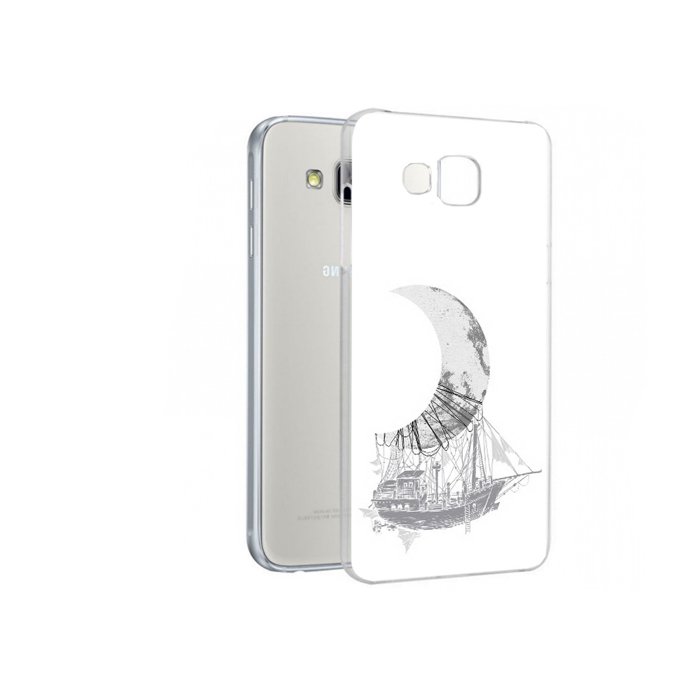 

Чехол MyPads Tocco для Samsung Galaxy A7 черно белый корабль полумесяц, Прозрачный, Tocco