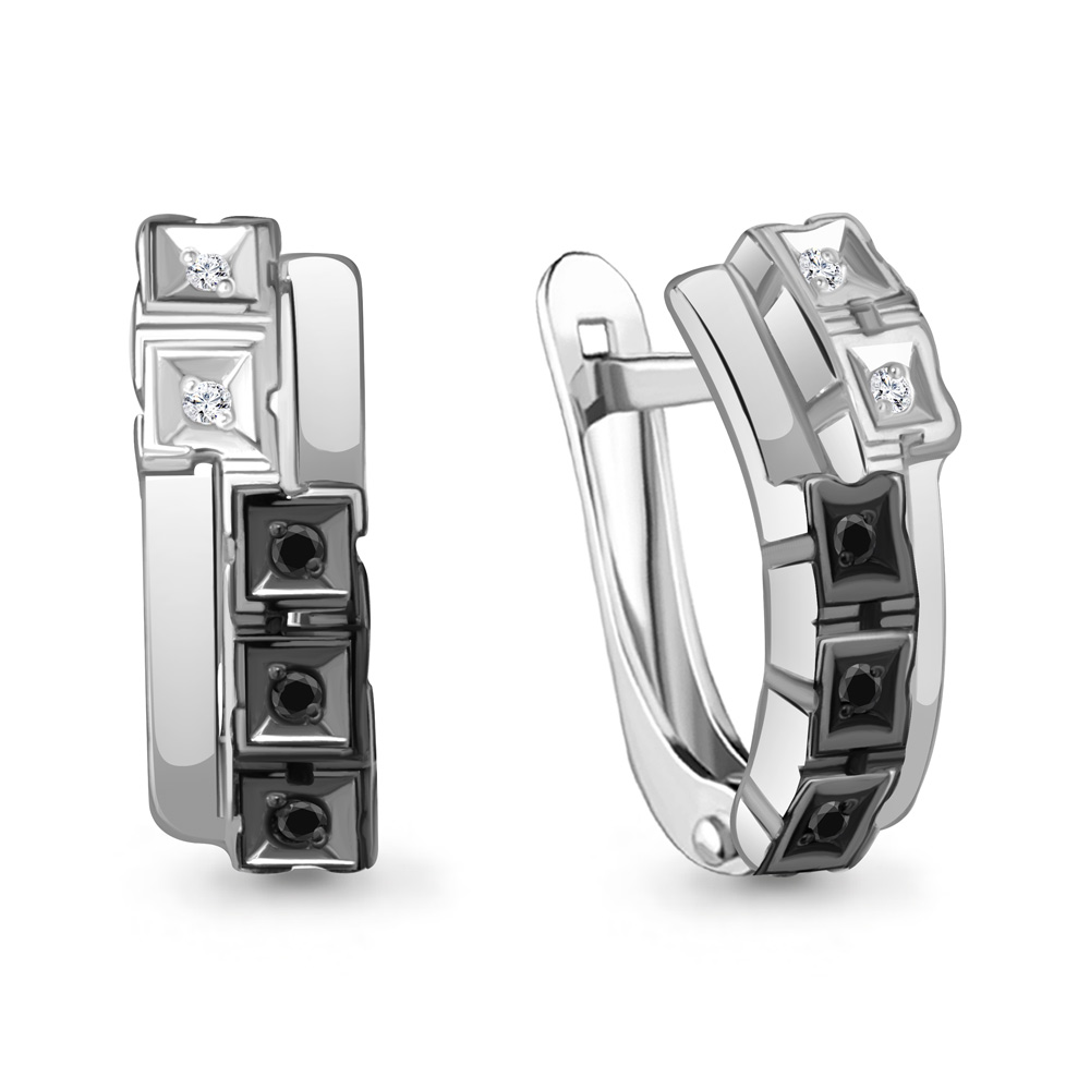 

Серьги из серебра с бриллиантом Aquamarine Aquamarine 040279Ч_925_р, 040279Ч_925_р