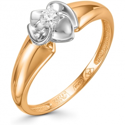 

Кольцо с 1 бриллиантом из красного золота р. 19 Алкор 12694-100, 12694-100