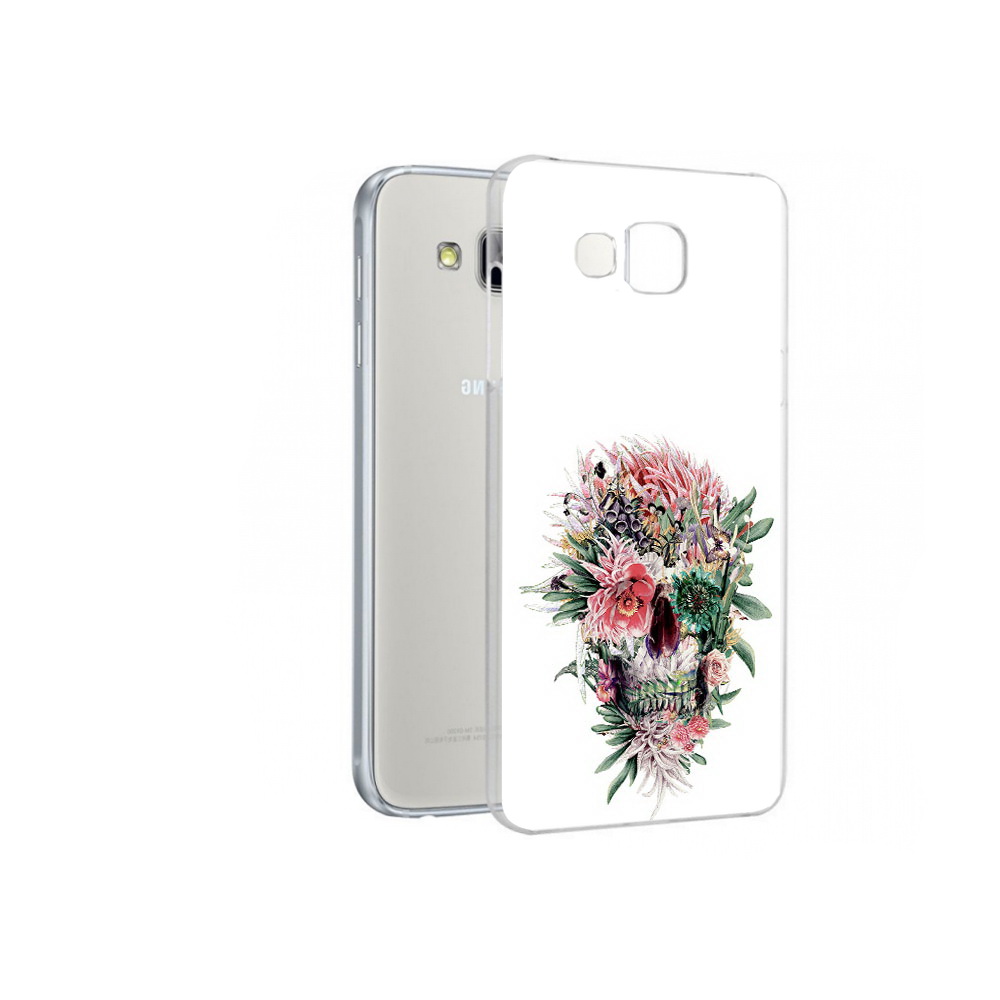 

Чехол MyPads Tocco для Samsung Galaxy A7 череп из цветов, Прозрачный, Tocco