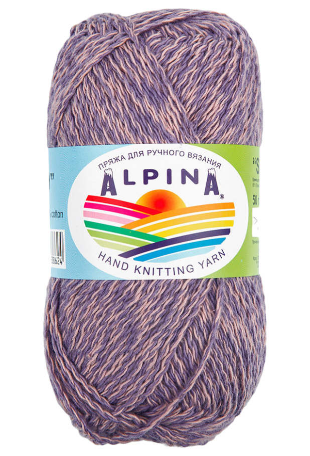 

Пряжа Alpina SHEBBY №02 синий-серый 100% хлопок 10 х 50 гр, 150 м +/- 7 м